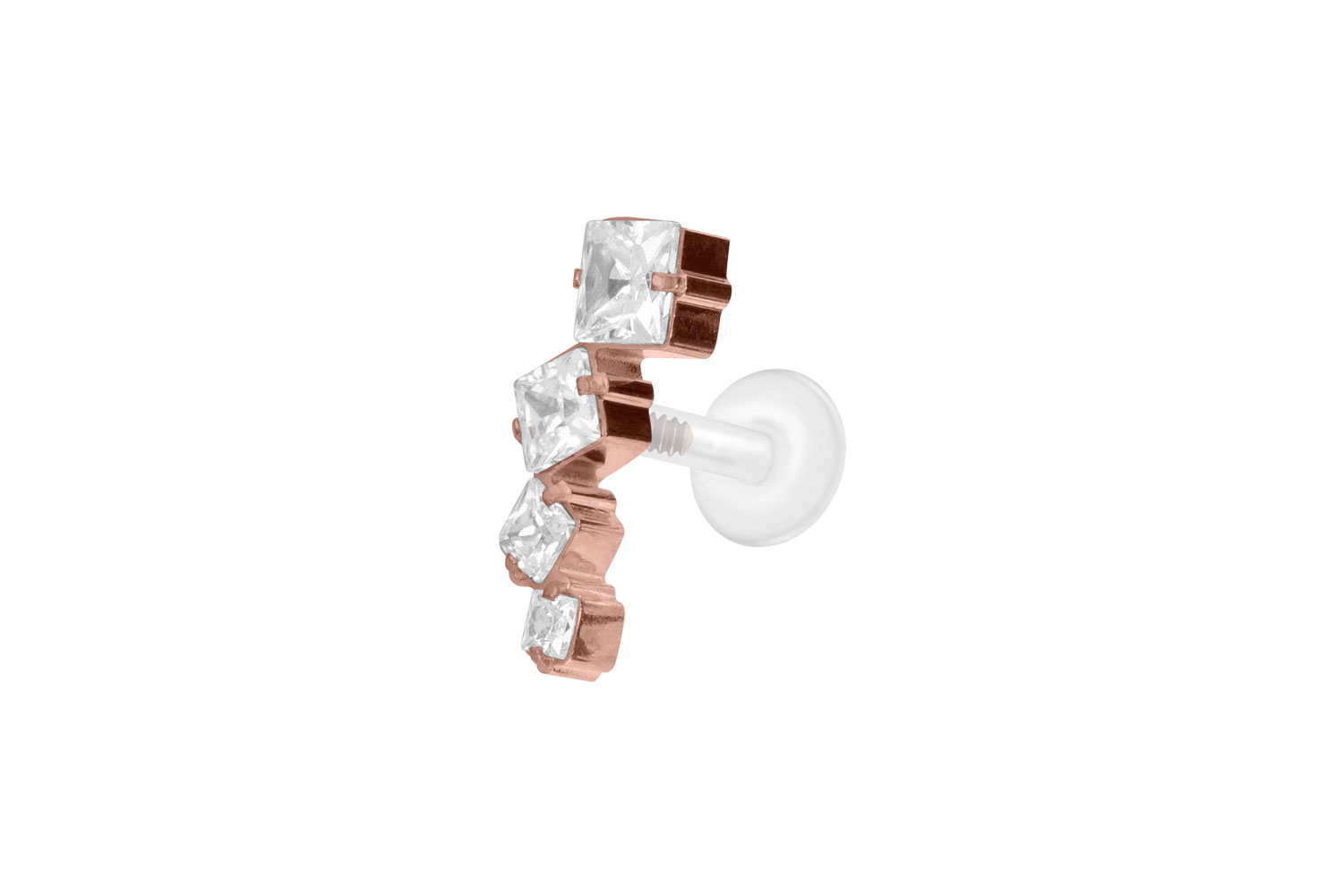 PTFE Labret Piercing mit Innengewinde + Titan-Aufsatz KRISTALLBOGEN